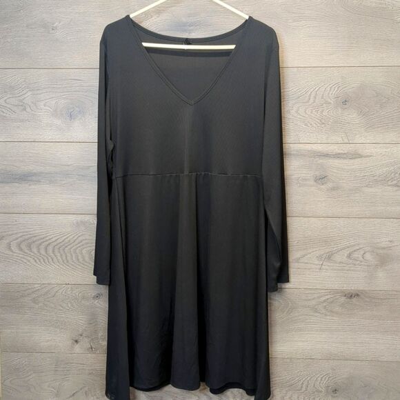 Shein Curve V Neck Ribbed Long Sleeve Dress Women's Plus Size 4X - Picture 1 of 9